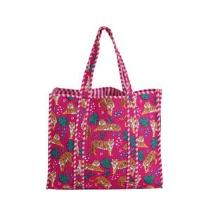 Handmade Durable Lightweight Quilted Cotton <b>Tote</b> <b>Bag</b> Tiger Print <b>Cat</b> Black Reversible Open Shoulder Shopping Beach Women Summer - Product Image 5