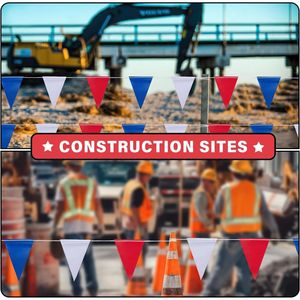 Banderas Triangulares de 105 pies, 7x10, Rojo, Azul y Blanco, 45 Piezas, Alta Visibilidad, para Señalización de Seguridad, para Piscina - Product Image 2