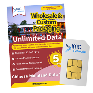 Carte SIM de connectivité de données mobiles illimitées 1 Go pour 5 jours en Chine continentale, pack personnalisé 4G 5G, eSIM physique pour voyage, vente en gros - Product Image 1