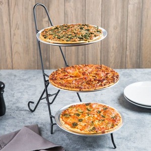 Unique Design Metal <b>Pizza</b> Stand Round <b>Shape</b> Black Tray For Tableware Hotel Restaurant Cafe Use - Product Image 2