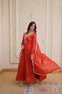 Vestido Largo Anarkali de Moda para Mujer con Bordado y Dupatta, Traje para Bodas y Fiestas, India 2026 - Product Image 2