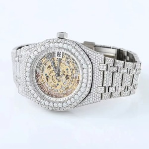 Luxury Modern Mechanical Diamond & Moissanite <b>Watches</b> Elegant Barrel <b>Case</b> Pointer Dial High Quality Best Selling Indian Supplier - Product Image 3