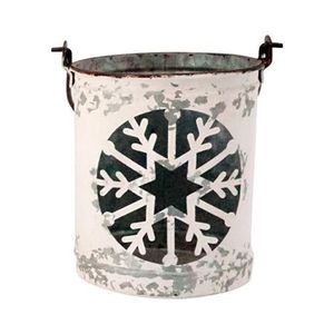 Seau en métal galvanisé Snowy Hills pour nourriture de rennes, pot rond résistant à la rouille pour jardinage - Product Image 5