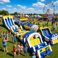 Parcours d'obstacles gonflable commercial, aire de jeux extérieure personnalisée, parc de divertissement de qualité commerciale, PVC de qualité supérieure, taille géante, capacité de 150 personnes pour les événements