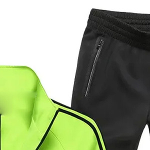 Survêtement sportif pour homme, veste verte, pantalon noir, manches longues, col montant, fermeture éclair, respirant, coupe régulière, vêtements de printemps - Product Image 6