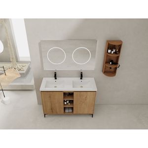 Mobile bagno freestanding da 48 pollici con doppio lavabo, ante soft close, 00612IMO 07148IMOX, con ripiano portaoggetti (KD) - Product Image 6