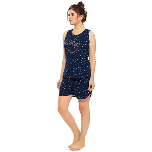 Conjunto de Pijama de Dos Piezas para Mujer, Ropa de Invierno de Algodón, Diseño Sólido, Top sin Mangas y Pantalones Cortos, Transpirable, Ecológico y Reversible - Product Image 3