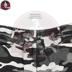 Pantalones cortos cargo de camuflaje gris de algodón para hombre, hechos a mano, de material suave, estilo urbano, con múltiples bolsillos. - Product Image 6