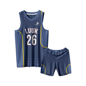 Uniformes de basketball personnalisés pour hommes, col en V, 100% polyester, OEM ODM, imprimés avec des motifs, respirants, anti-humidité, séchage rapide, grandes tailles - Product Image 5