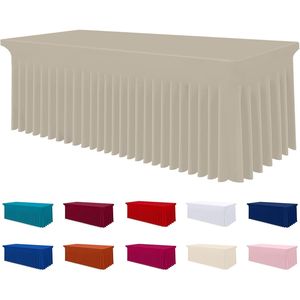 Smiry 6FT Rectangle Waterproof Washable Tablecloth <b>Elastic</b> Spandex Stretch Fitted Cover <b>Skirt</b> for Tables - Product Image 2