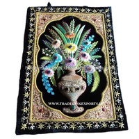 Zardozi Royal Jewel Rechteckiger Teppich und Wandbehang mit Marmor-Design aus 100% Baumwollstoff für Elegante Heimdekoration