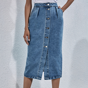 Falda vaquera de invierno para mujer, estilo europeo y americano, corte lápiz, 100% algodón, elástica, de secado rápido, con diseño de cierre trasero. - Product Image 4