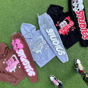 Conjunto de Sudadera con Capucha y Pantalones Deportivos Personalizados para Hombre, de Algodón, con Estampado de Esqueleto y Efecto Puff, de Dos Piezas - Product Image 1