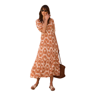 Vestido Maxi Floral de Moda para Mujer, Vestido de Playa con Lazo Delantero para Vacaciones - Product Image 2