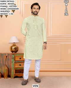 Kurta traditionnel pour homme Veerangan Heritage, coupe régulière, longueur au sol, pour Diwali et les mariages - Product Image 5