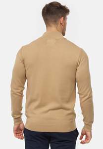 Sudadera de invierno para hombre, bordada, 100% algodón, forro polar, con cremallera de un cuarto, oversize, color liso, gruesa y cálida - Product Image 2