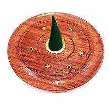 Support d'encens en laiton et bois de designer, rond, fait main, tendance, pour la maison et l'aromathérapie festive - Product Image 2