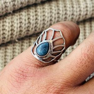 <b>Lapis</b> <b>Lazuli</b> Lotus Brass <b>Ring</b> Silver Plated Floral Statement Wholesale <b>Ring</b> for Women - Product Image 6