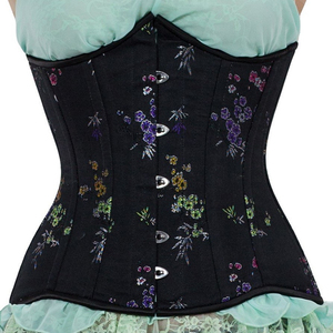 Corsé Moldeador Negro con Estampado Floral para Mujer, con Cierre de Gancho y Ojo, Control Firme de Abdomen, Ropa Interior Transpirable de Spandex y Nylon - Product Image 2