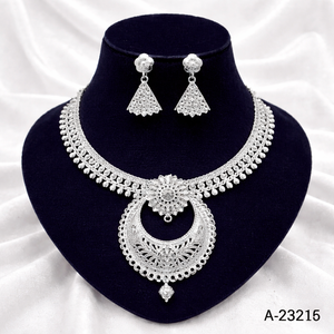 Women's 24K Gold Plated Flower <b>Necklace</b> and Earring Set Classic Wedding Jewelry Alloy A-23211 - Product Image 3
