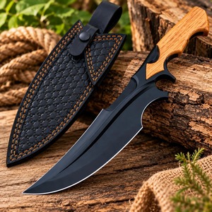 มีดล่าสัตว์ AHS Rustic ใบมีดเหล็กแบบ Fixed Blade ปลายแหลม ด้ามไม้ พร้อมปลอกหนัง - Product Image 4