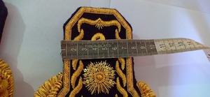 Custom Gold Embroidered <b>Sew</b>-On Badge Patch with Star Pattern & Fringe Fabric Applique for Uniforms, Garments, Jackets & Caps - Product Image 5