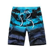 <b>Men</b>’s Graphic Board Shorts – Blue Gradient Tropical Print Swim <b>Trunks</b> with Quick-Dry Fabric and Adjustable Drawstring - Product Image 3