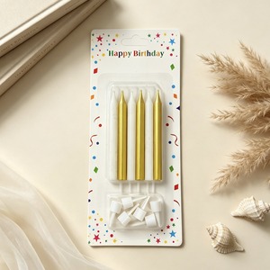 TOOWIN Gold-Accented Color-Block Birthday <b>Candles</b> (Set of 6) – Decorative Pencil-Style Cake <b>Candles</b> for Party Ambiance - Product Image 1