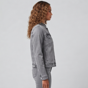 Fashion Style Button Up Stand Collar Denim Jackets Ladies High Quality Long Sleeve Denim Jacket Women Outwear Denim Jackets - Product Image 2