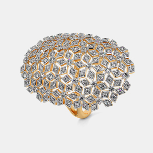 Anillo de cóctel de oro macizo de 18 quilates para mujer, con diamante de corte princesa, joyería geométrica de lujo. - Product Image 3