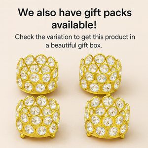 Elegant Gold Crystal Tealight <b>Candle</b> Holders Set of 4 Decorative Votive <b>Candle</b> Holders with Round Glass Gem Design for Home - Product Image 3