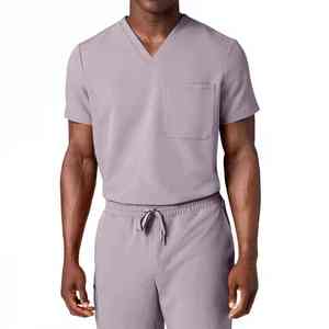 High Quality Men's Medical Scrub <b>Set</b> 4-Way Stretch Breathable V-neck Hospital Nursing Uniform <b>Doctor</b> Nurse Scrubs Suit Wholesale - Product Image 2