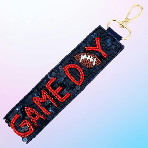 <b>Red</b> Gold Blue Greek Letter <b>Sequin</b> Adjustable Keychain Wristlet Sorority Fraternity Glitter Key Holder Accessories College Campus - Product Image 2