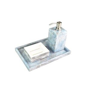 Artistic Resin Lacquer <b>Bathroom</b> <b>Set</b> Minimalist Marble Effect Bath <b>Accessory</b> Kit Stylish Home & Hotel Decor <b>Set</b> - Product Image 3