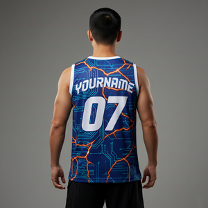 Maillot de basketball personnalisé sublimé respirant et antibactérien pour hommes – Conception sur mesure avec nom et numéro – 100 % polyester imprimé - Product Image 6