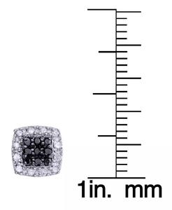 Diamante bianco e nero 1/3 ct. T. w. Orecchini a bottone quadrati con cuscino in argento Sterling | Macacy's - Product Image 4