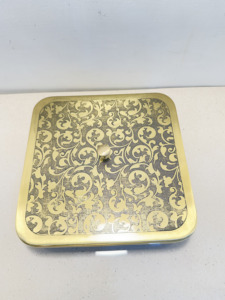 Premium Square Pure Brass Spice Box with 9 Modular Containers Etched Mughal Art Lid Luxury Indian Masala Dani Kitchen Organizer - Product Image 4