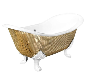 Bañera de cobre vintage de doble extremo con una hermosa patina marrón envejecida, disponible a precios de mayorista. - Product Image 6