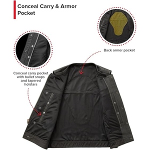Custom <b>Men's</b> <b>Black</b> Perforated Genuine Cowhide Leather Motorcycle Vest Stand Collar Biker Club Leather <b>Waistcoat</b> - Product Image 4