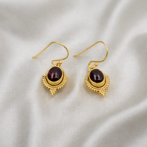 925 Sterling Silver <b>Garnet</b> Drop <b>Earrings</b> Rose Gold Yellow Gold Plated Handmade Vintage Boho Women Jewelry - Product Image 3