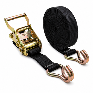Correas de Trinquete de Poliéster Negro de Alta Resistencia de 38 mm (1.5 Pulgadas) con Ganchos Metálicos Duraderos para un Fijación Segura de la Carga - Product Image 4