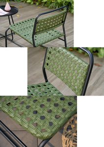 ชุดบิสโทรเครื่องจักสานสีเขียวเฟอร์นิเจอร์กลางแจ้งสีเขียวสำหรับห้องนั่งเล่นสวนโรงแรมอพาร์ทเมนท์ - Product Image 2