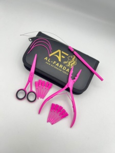 Kit de Herramientas para Extensiones de Cabello de Acero Inoxidable de Grado Quirúrgico, Color Rosa Intenso, con Logotipo Personalizado, Pinzas Reutilizables, Tijeras, Clips Metálicos - Product Image 5