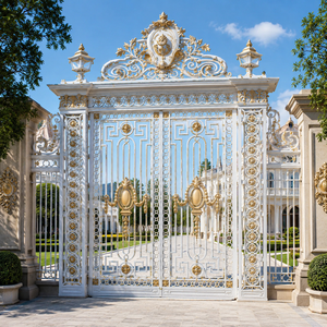 Portail de villa de luxe en fer forgé, orné de motifs roulés, pour entrée principale sécurisée de manoir, maison ou allée. - Product Image 1