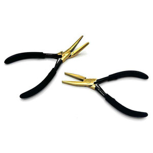 Pinzas para Extensiones de Cabello con Logotipo Personalizado, Herramienta de Presión de Microperlas de Acero Inoxidable Negro y Dorado, Mango Curvo Profesional para Extensiones de Cabello - Product Image 3