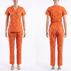 Sales Blackhardson Unisex Scrub Printed <b>Set</b> 180 GSM Premium Polyester Spandex Coral V Neck Custom Sublimation Hospital - Product Image 5
