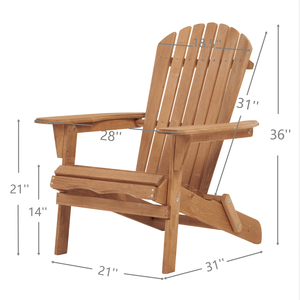 Set di 2 Sedie Adirondack Preassemblate, Sedie Pieghevoli in Legno per Esterni con Schienale per Veranda, Piscina o Giardino - Product Image 2