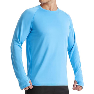 T-shirt à manches longues pour homme, 100% coton, col rond, coupe classique, couleur unie, décontracté, tricoté, respirant - Product Image 5