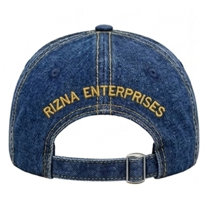 Gorra de Béisbol RIZNA de Mezclilla Twill, 6 Paneles, Ajustable, Unisex, Estilo Casual Vintage, Lavada, con Logotipo Bordado en 3D en el Panel Frontal, Azul, Algodón, Metal - Product Image 6