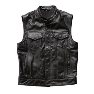 Chaleco de Motocicleta de Cuero Personalizado para Hombre, Chaleco de Motociclista de Cuero Vacuno Genuino de Grado A - Product Image 5